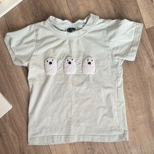 Kids Light Green T-Shirt with Ghost Appliqué